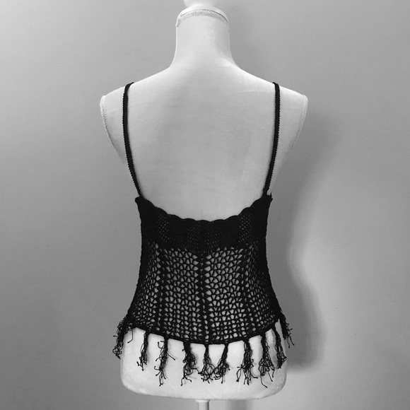 Black Knit Fringe Top - Picture 6 of 7